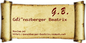 Günszberger Beatrix névjegykártya